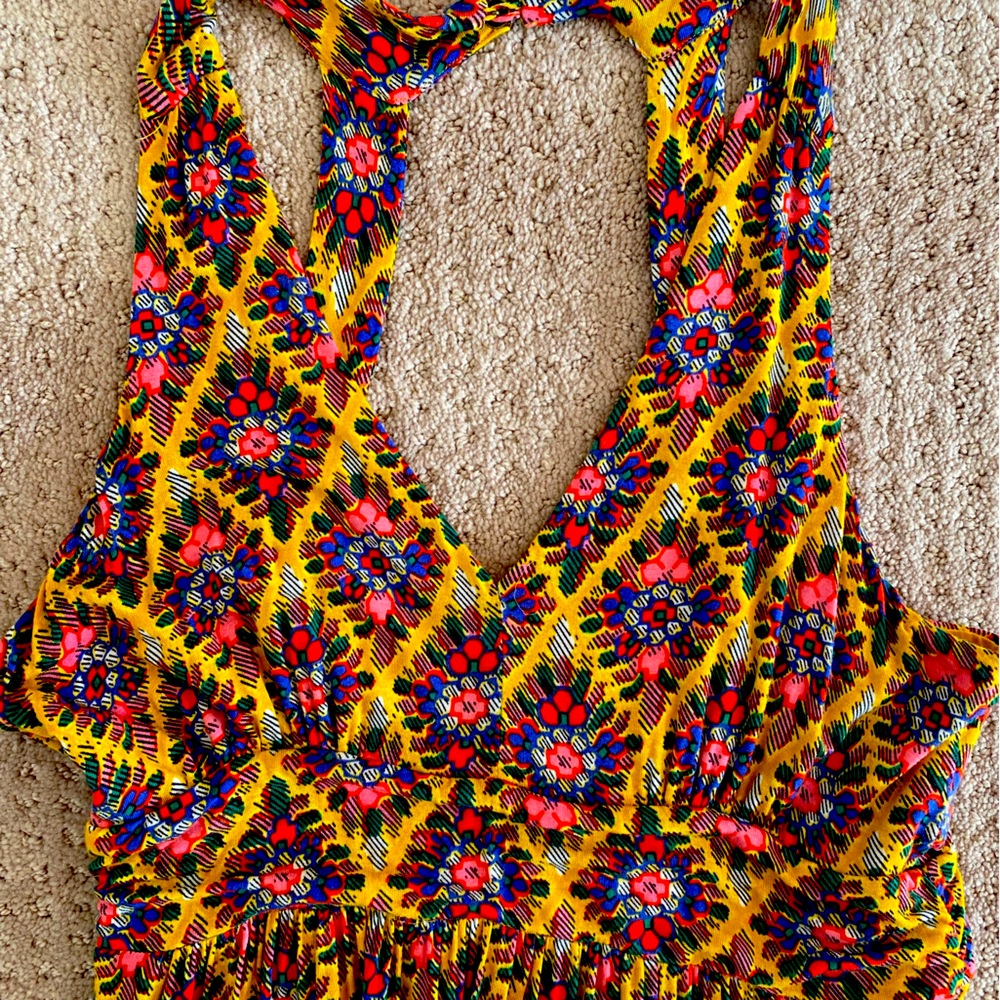 Maeve Anthropologie yellow floral maxi dress